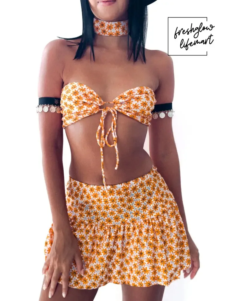 MINI SKIRT - ORANGE FLOWER