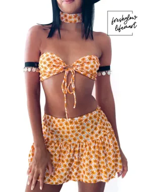 MINI SKIRT - ORANGE FLOWER