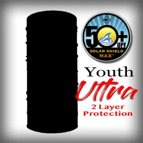 Monk Wrap Neck Gaiter - Face Mask - Bandana - YOUTH ULTRA - Double Layer - Black