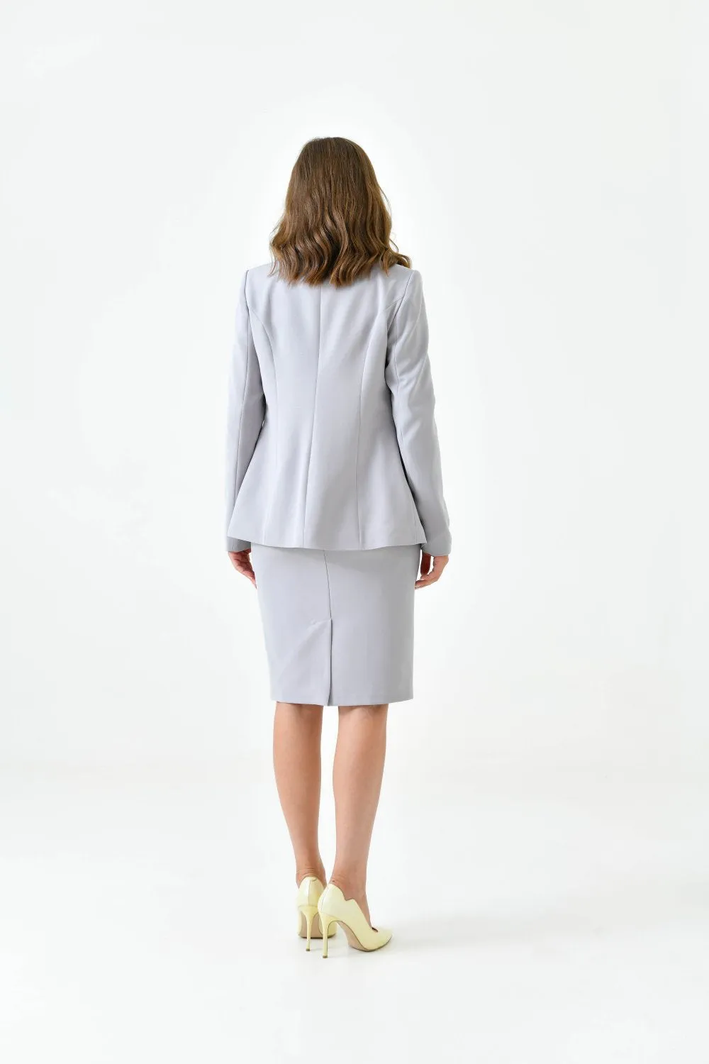 NDL Women Women's Suit with Snap Button Skirt Gray - Airdrie