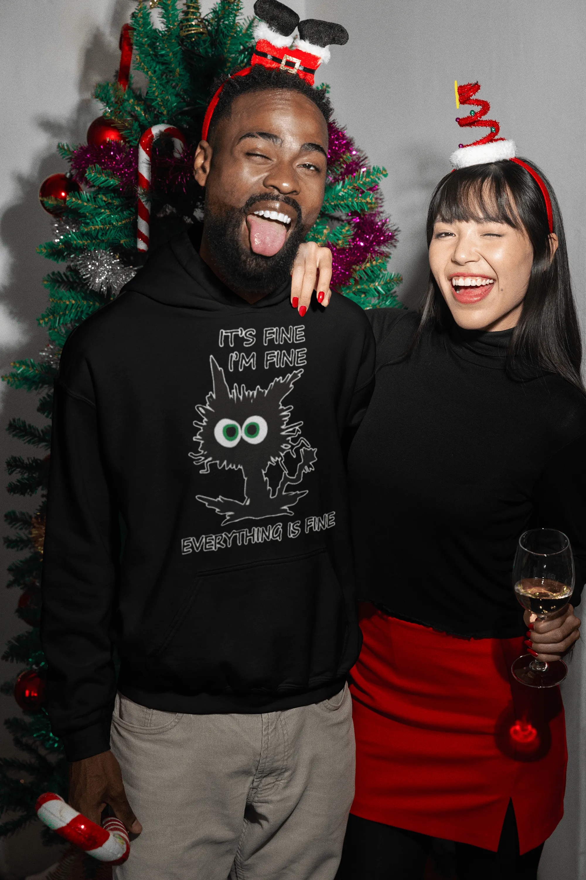 Neurotic Cat Hoodie It's Fine, I'm Fine Everything Is Fine Soft Style Unisex Hoodie