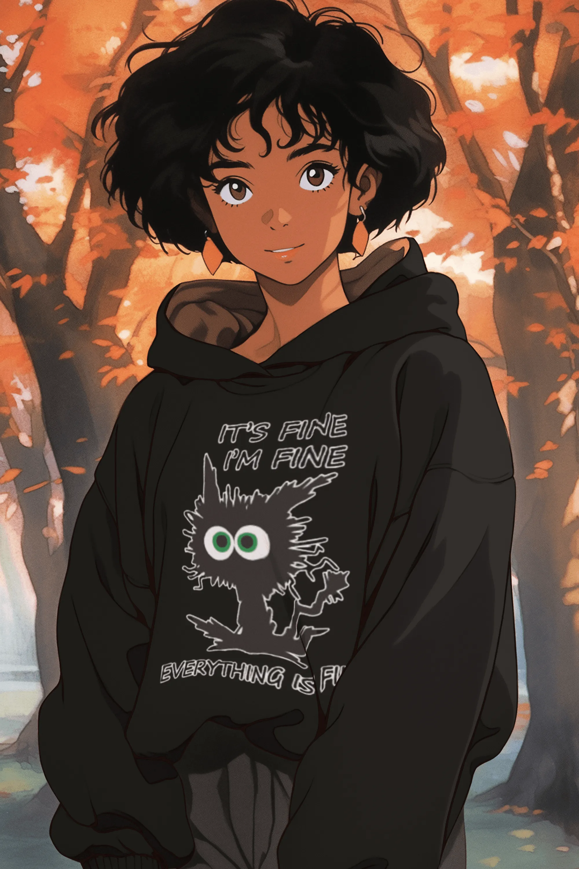Neurotic Cat Hoodie It's Fine, I'm Fine Everything Is Fine Soft Style Unisex Hoodie