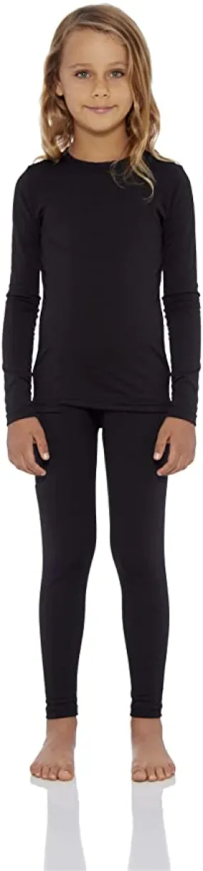 New Bienzoe Girl's High Tech Fiber Thermals Long Johns Tops & Pants Set, Sz 4-6 Years! Black! Great as Pj's!!