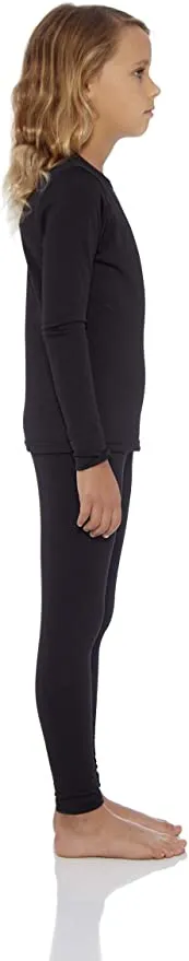 New Bienzoe Girl's High Tech Fiber Thermals Long Johns Tops & Pants Set, Sz 4-6 Years! Black! Great as Pj's!!