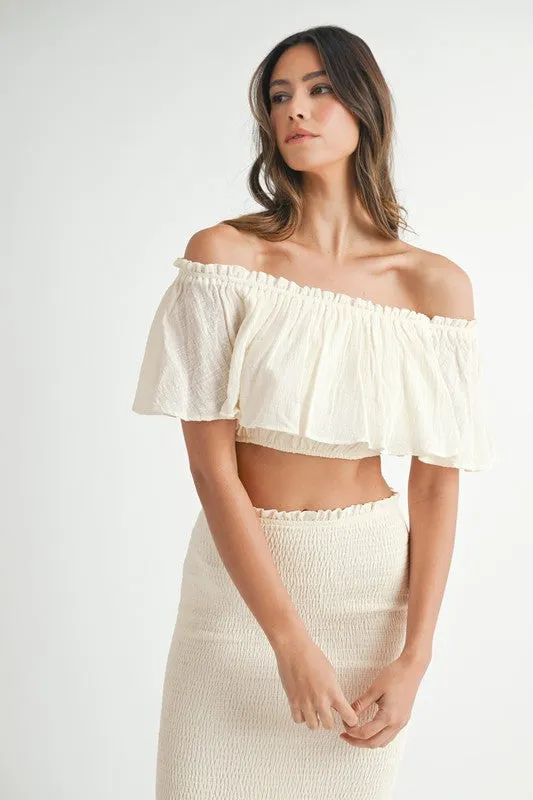 NEWEST ARRIVAL Cream Smocked Maxi Skirt Set