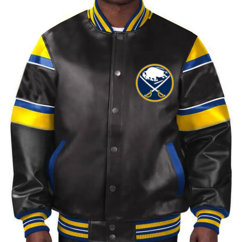 NHL Jacket in Black Leather Showcasing Buffalo Sabres by TJS