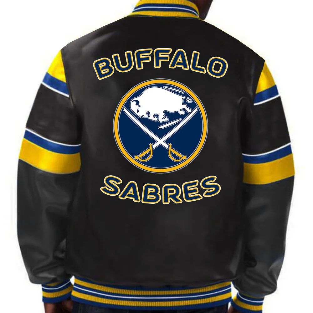 NHL Jacket in Black Leather Showcasing Buffalo Sabres by TJS