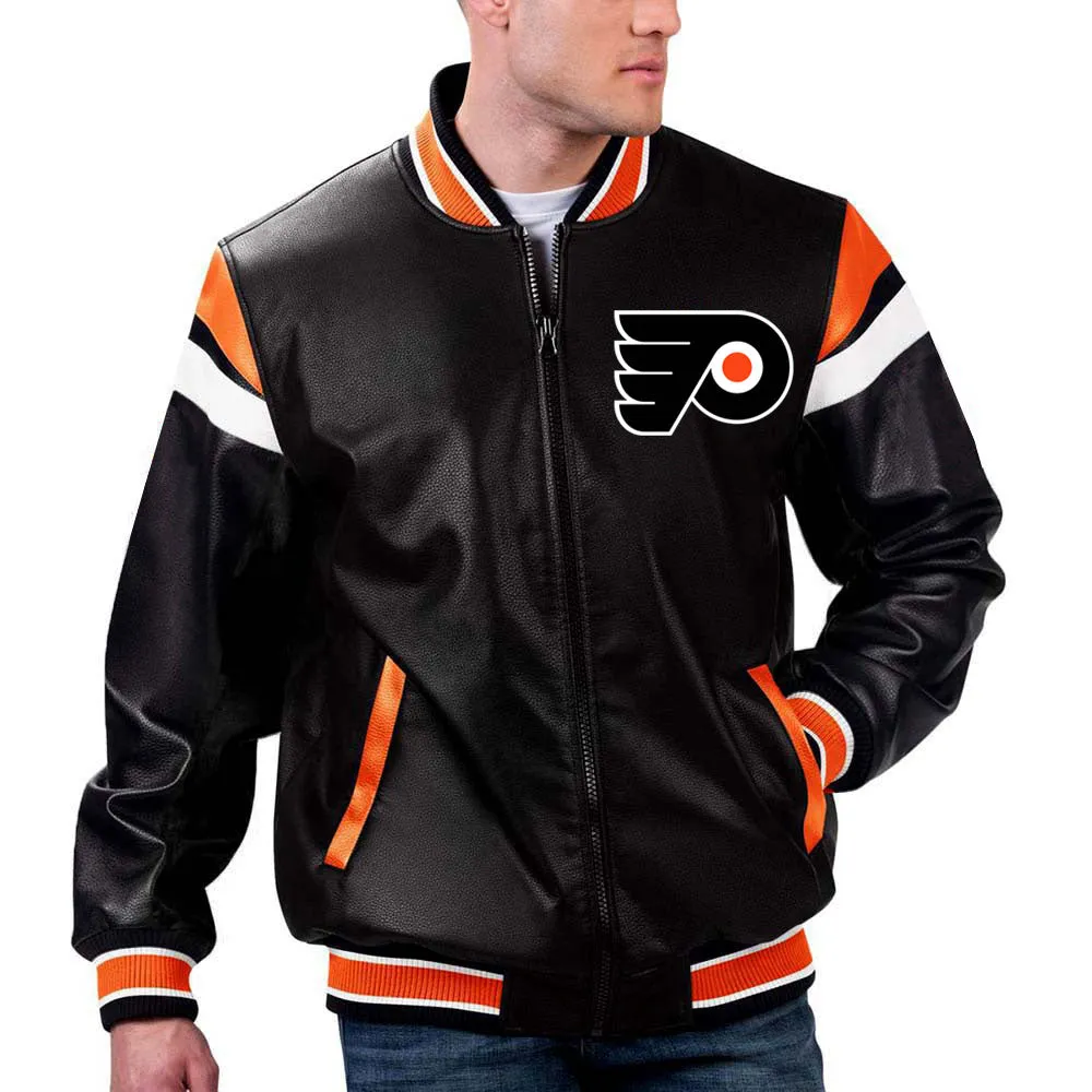 NHL Philadelphia Flyers Multicolor Leather Jacket For Men and Women