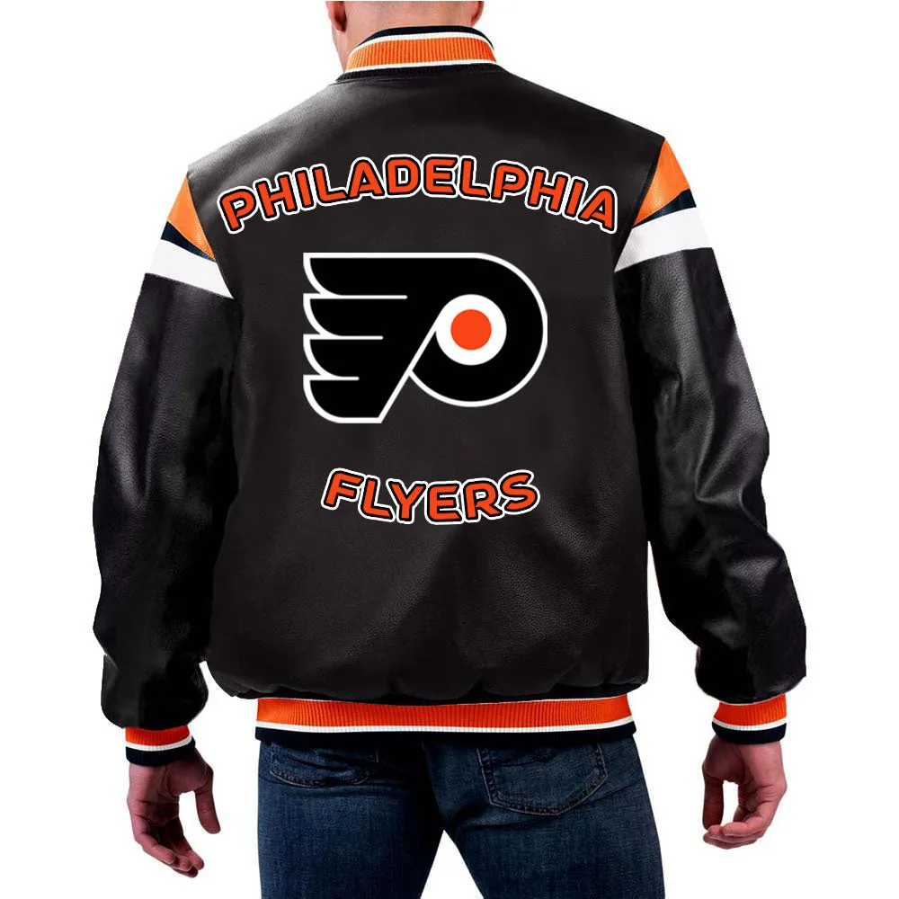 NHL Philadelphia Flyers Multicolor Leather Jacket For Men and Women