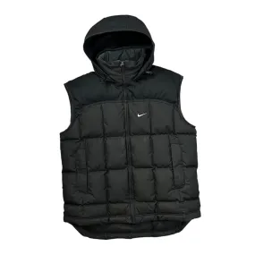 NIKE Classic Embroidered Mini Swoosh Logo Hooded Padded Puffer Gilet