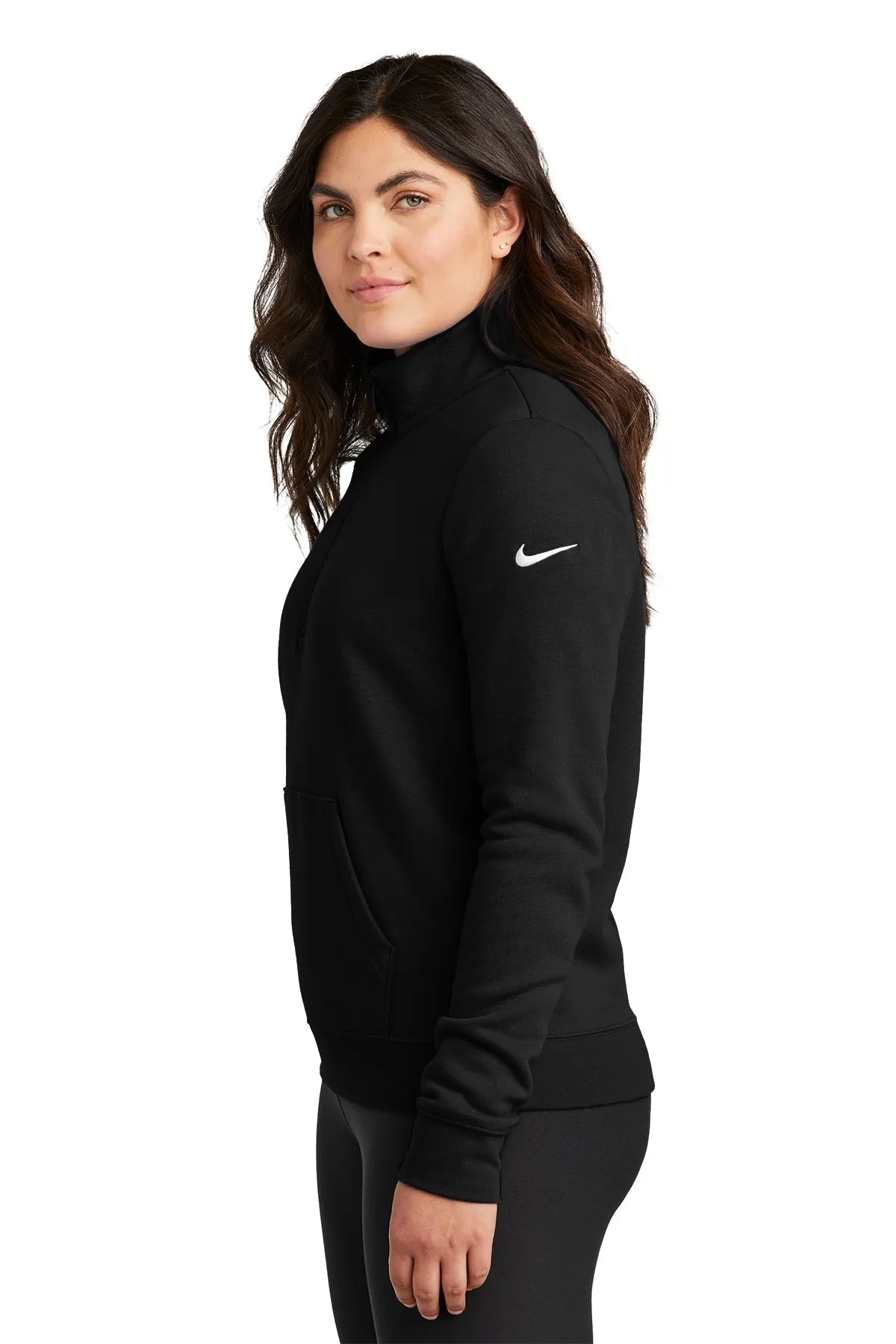 Nike Ladies Club Fleece Custom Quarter-Zips, Black