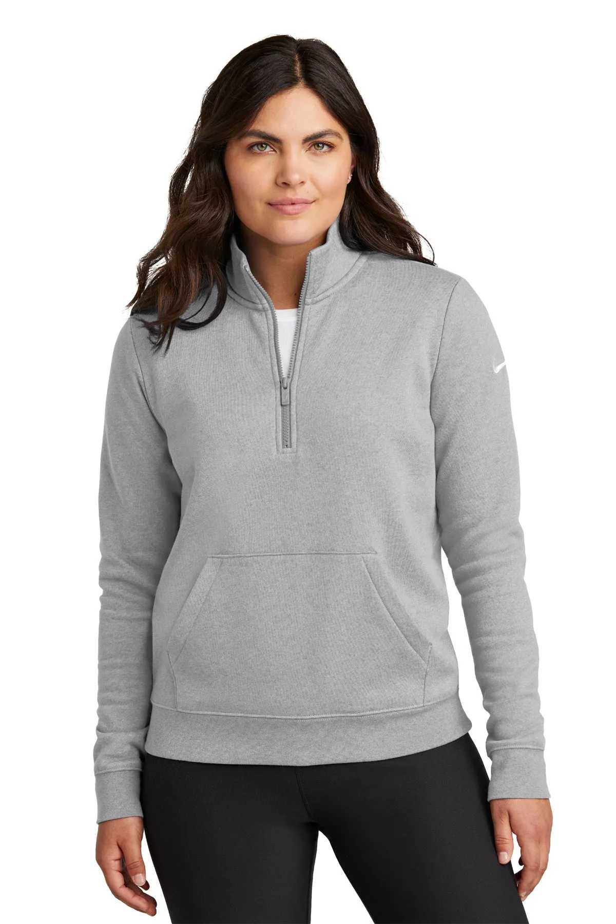 Nike Ladies Club Fleece Custom Quarter-Zips, Dark Grey Heather