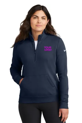Nike Ladies Club Fleece Custom Quarter-Zips, Midnight Navy