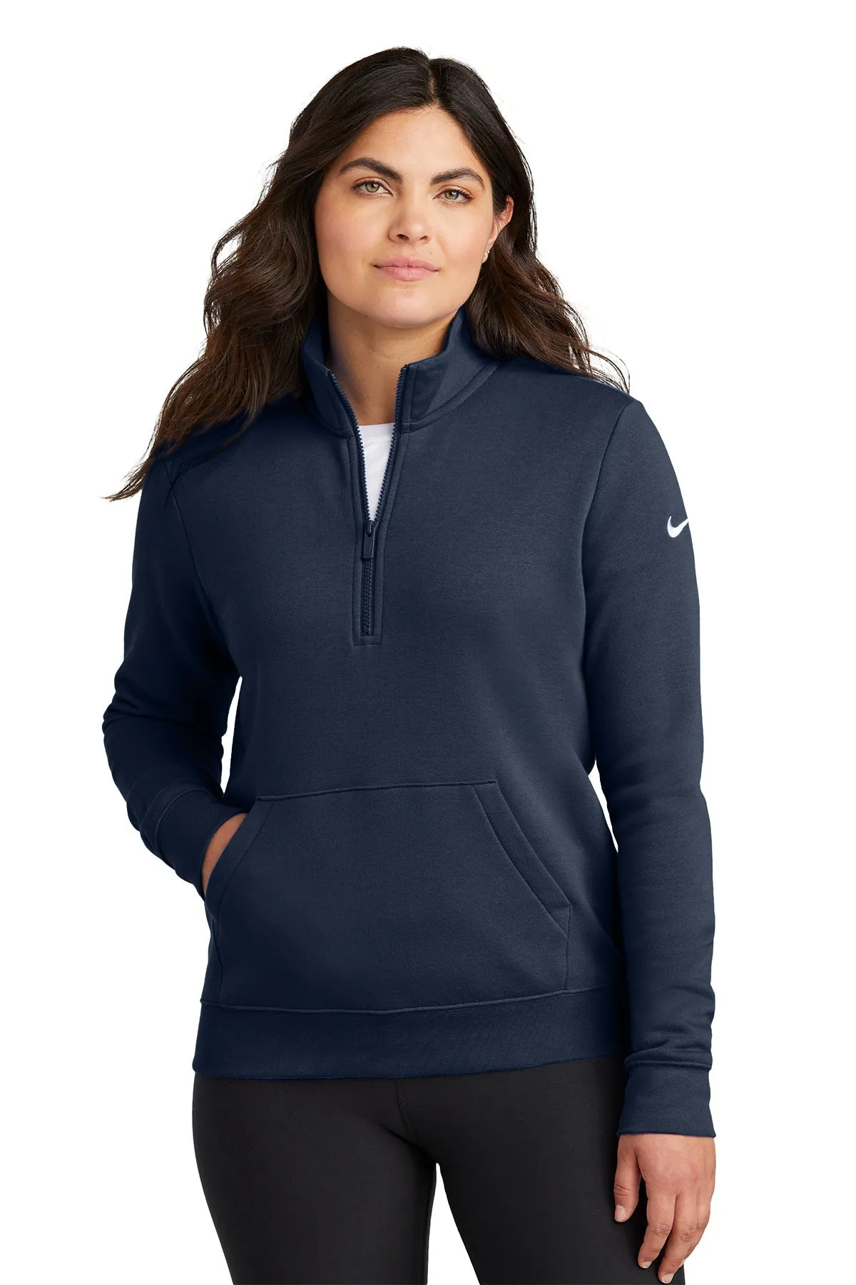 Nike Ladies Club Fleece Custom Quarter-Zips, Midnight Navy
