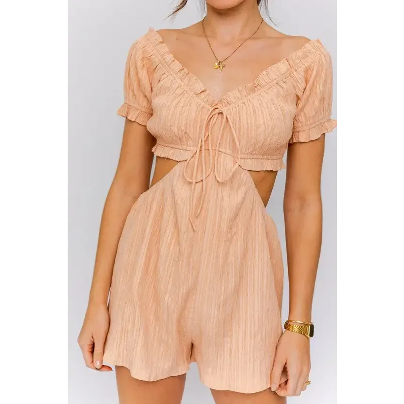 OFF SHOULDER CUTOUT ROMPER