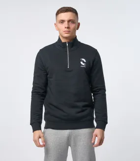 Omnitau Men's Classic Organic Cotton 1/4 Zip Mid Layer Fleece - Black