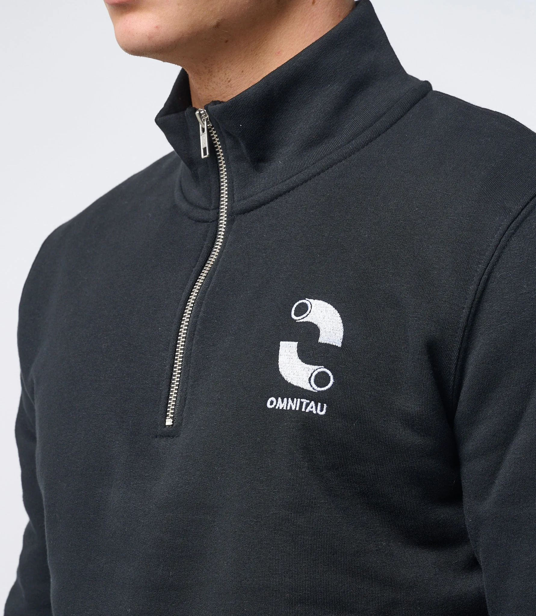 Omnitau Men's Classic Organic Cotton 1/4 Zip Mid Layer Fleece - Black