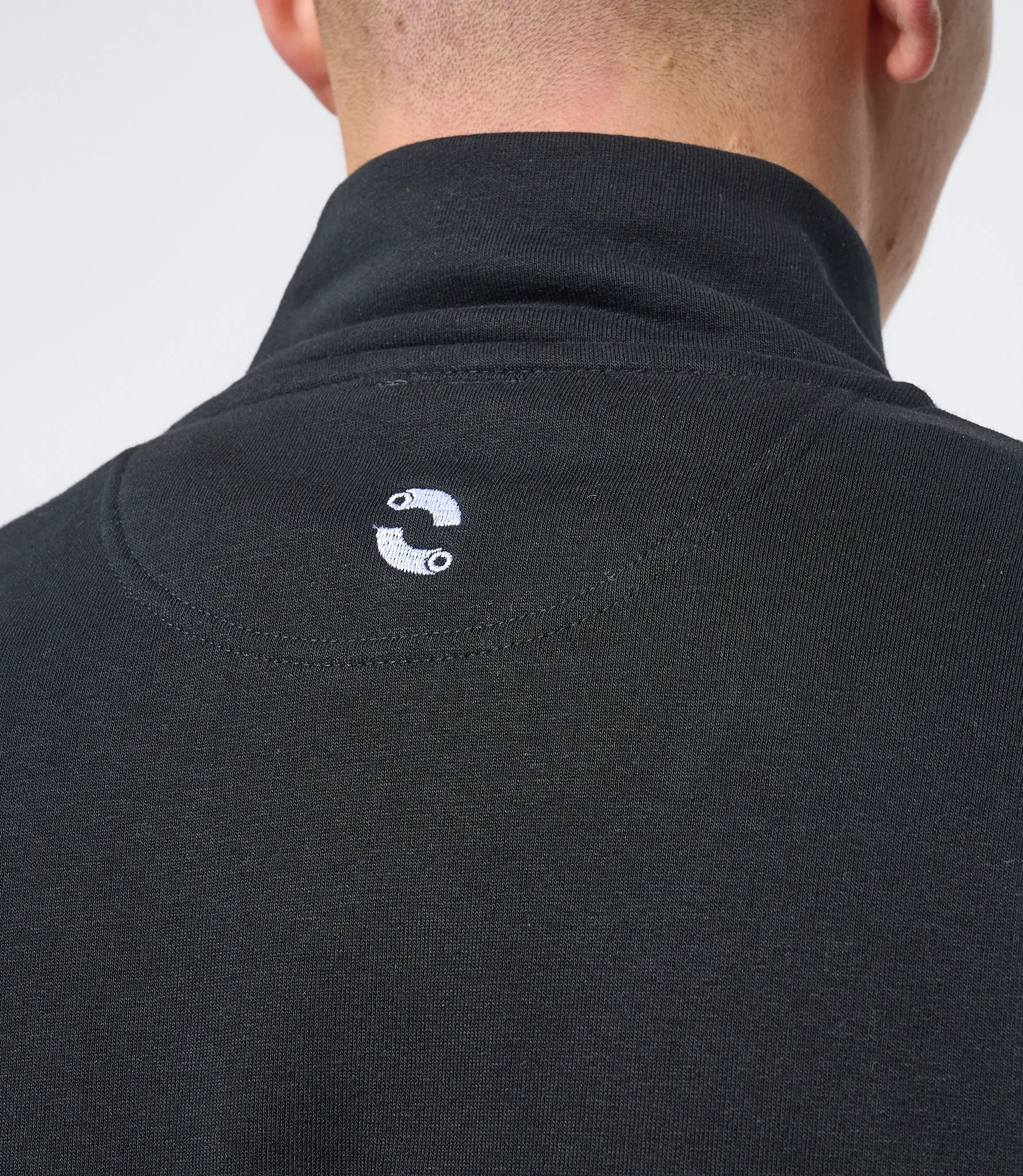Omnitau Men's Classic Organic Cotton 1/4 Zip Mid Layer Fleece - Black