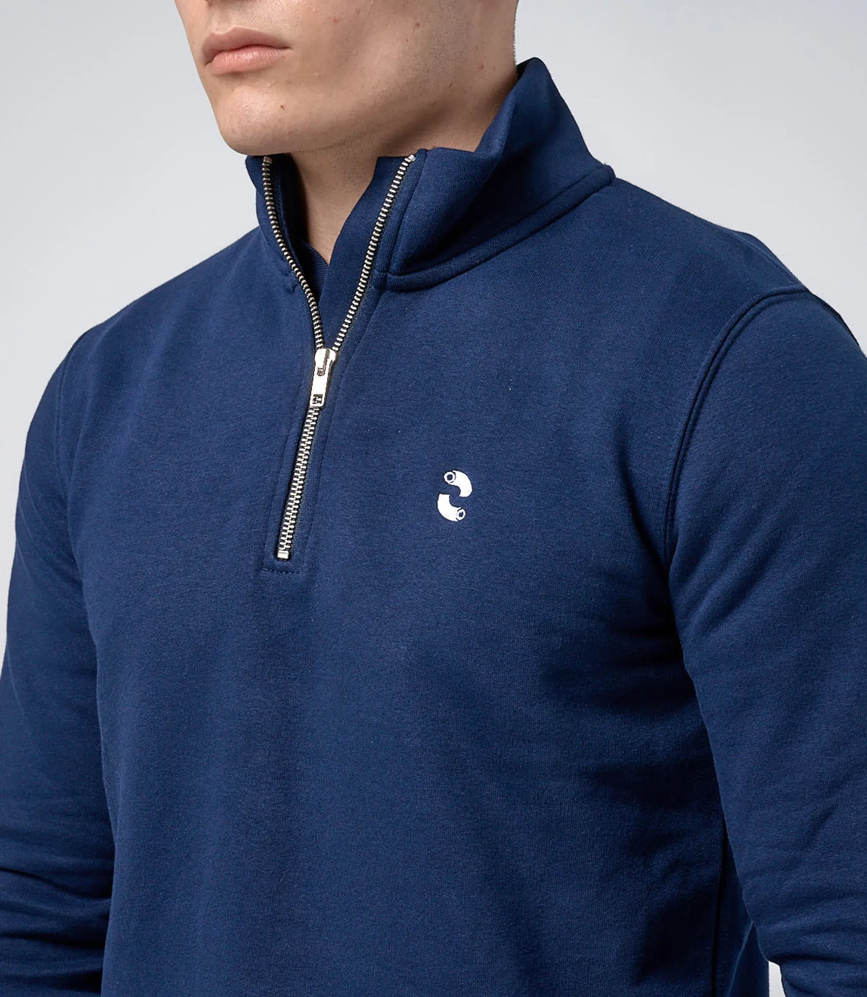 Omnitau Men's Hybrid Organic Cotton 1/4 Zip Mid Layer Fleece - Navy