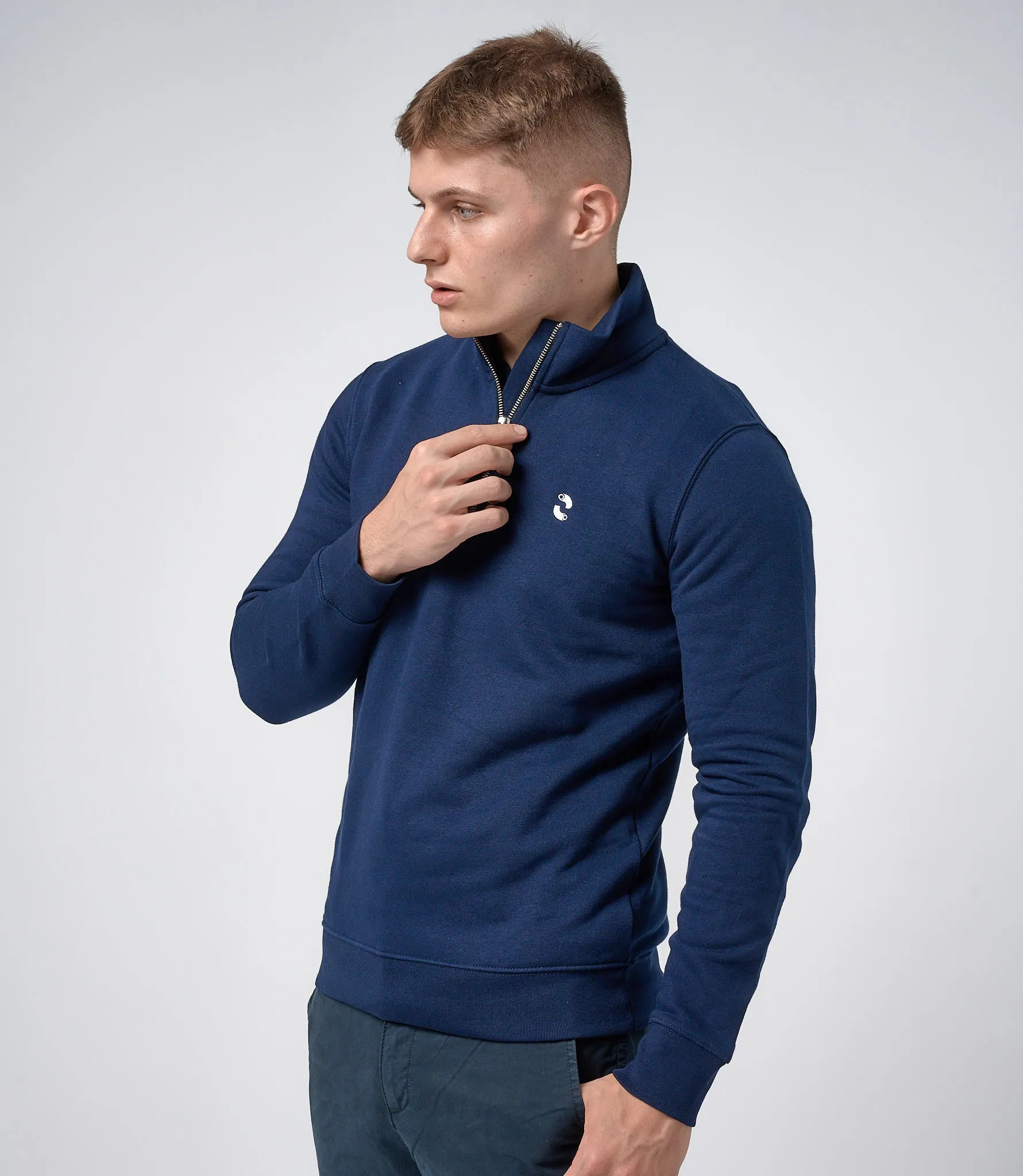 Omnitau Men's Hybrid Organic Cotton 1/4 Zip Mid Layer Fleece - Navy