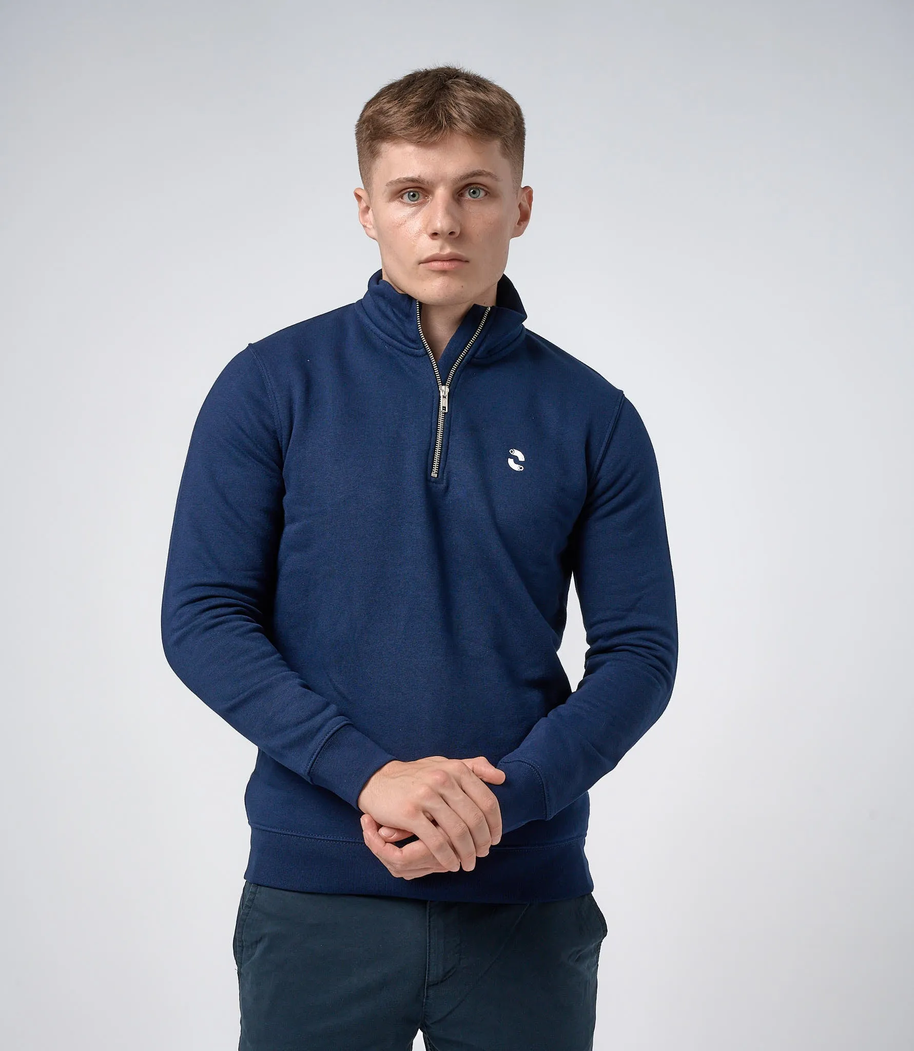 Omnitau Men's Hybrid Organic Cotton 1/4 Zip Mid Layer Fleece - Navy