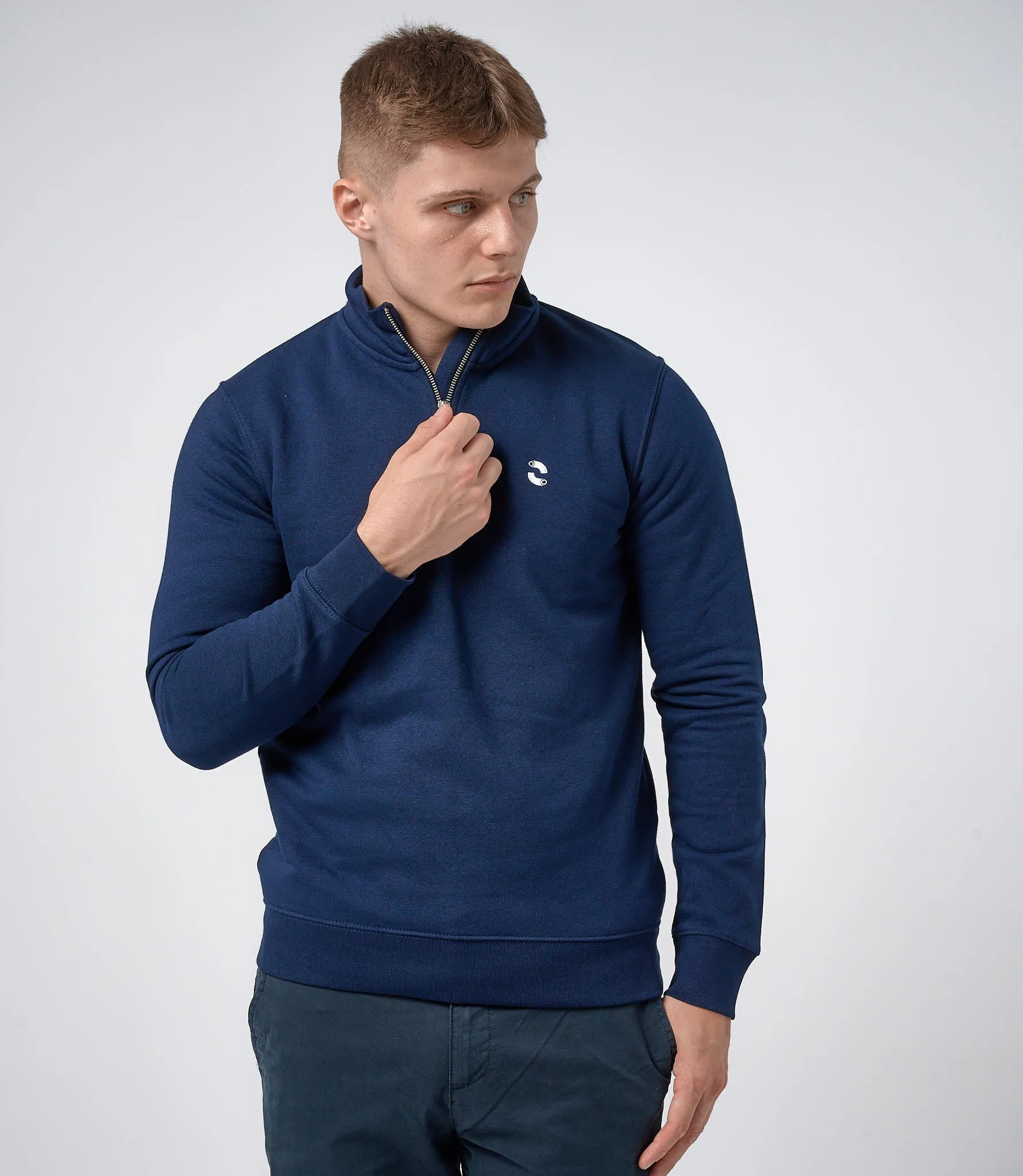 Omnitau Men's Hybrid Organic Cotton 1/4 Zip Mid Layer Fleece - Navy