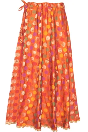 Orange Banarasi Lehenga Skirt With Border