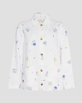 ORGANIC COTTON EMBROIDERED JACKET IN WHITE FLOWERS