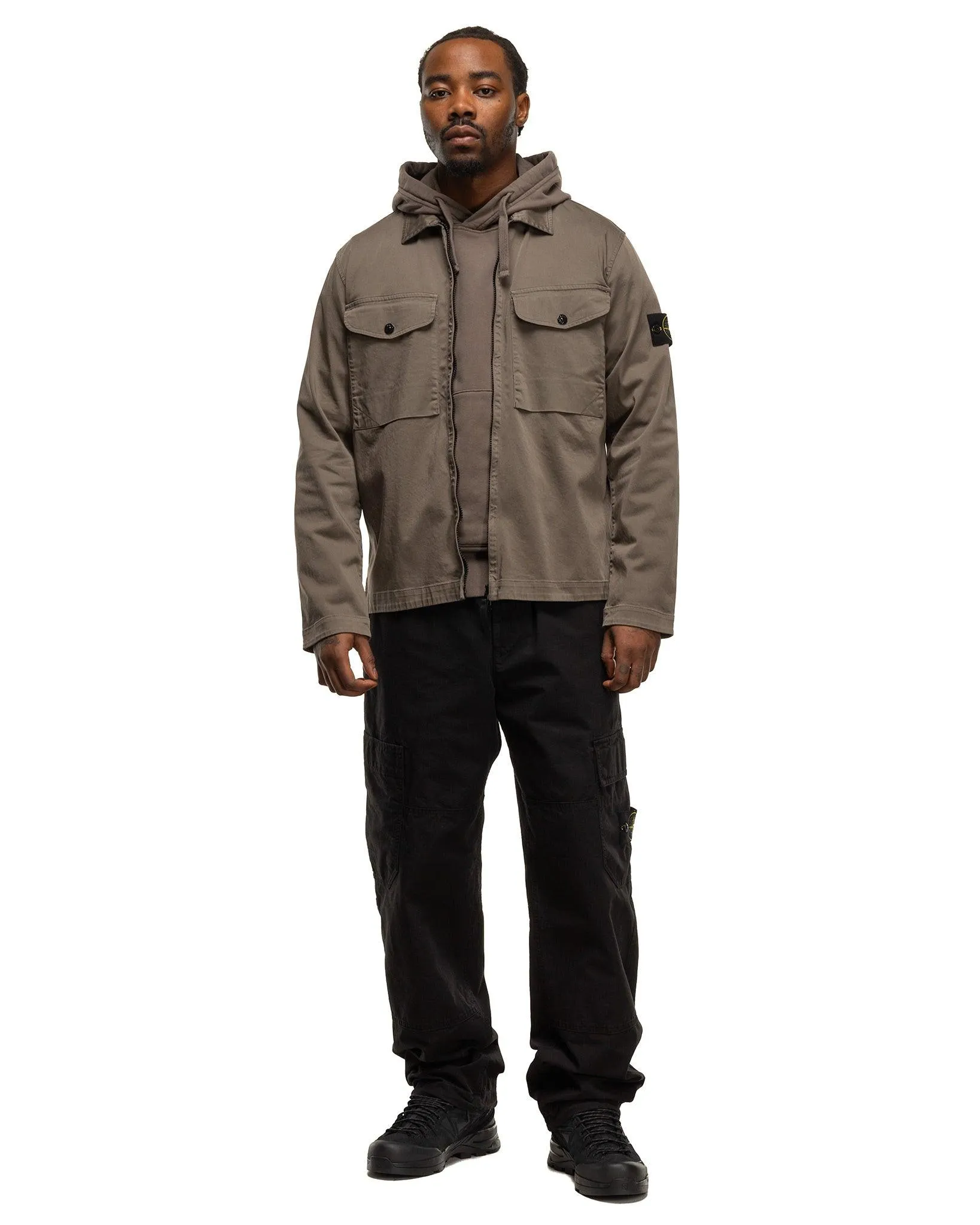 Organic Stretch Cotton Satin Overshirt Walnut