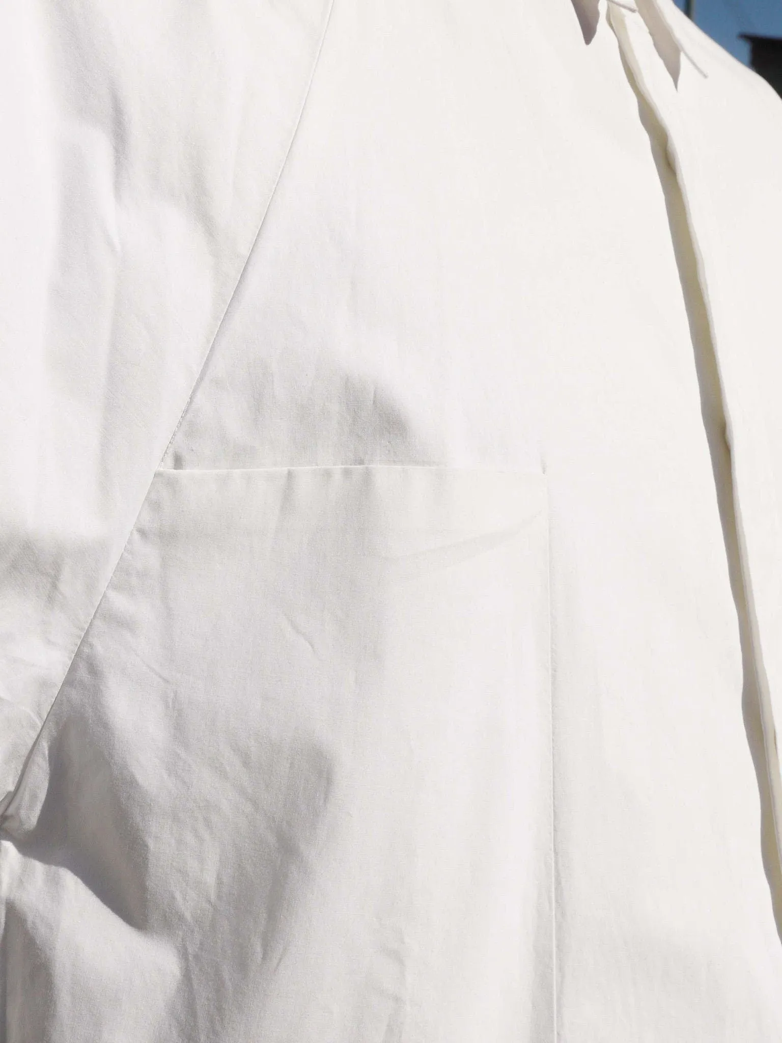Origami Cotton Long Sleeves Maxi Shirt / White