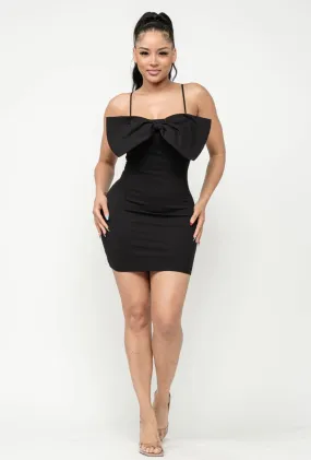 Oversized Bow Mini Dress