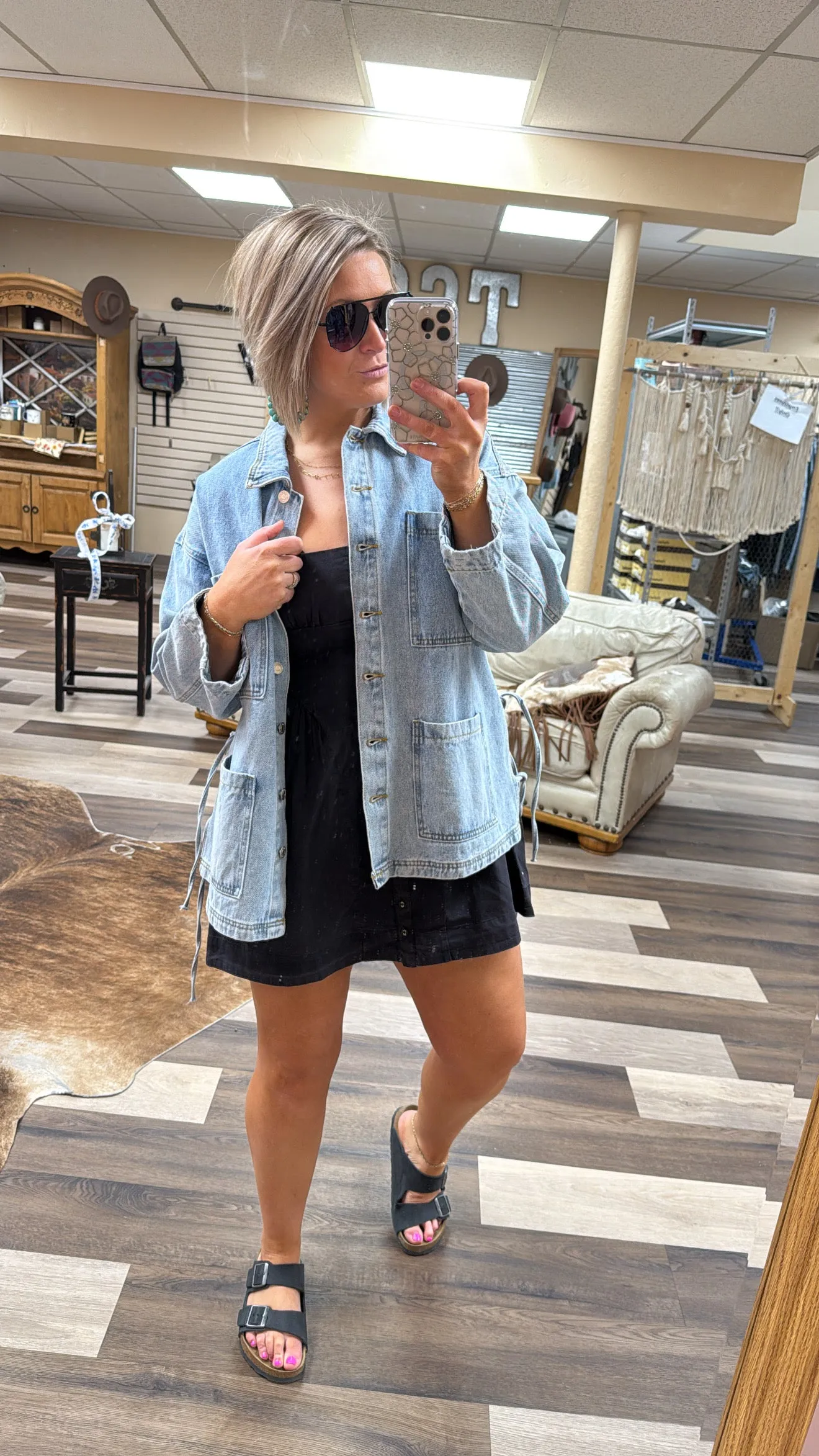 Oversized Tie Denim Jacket