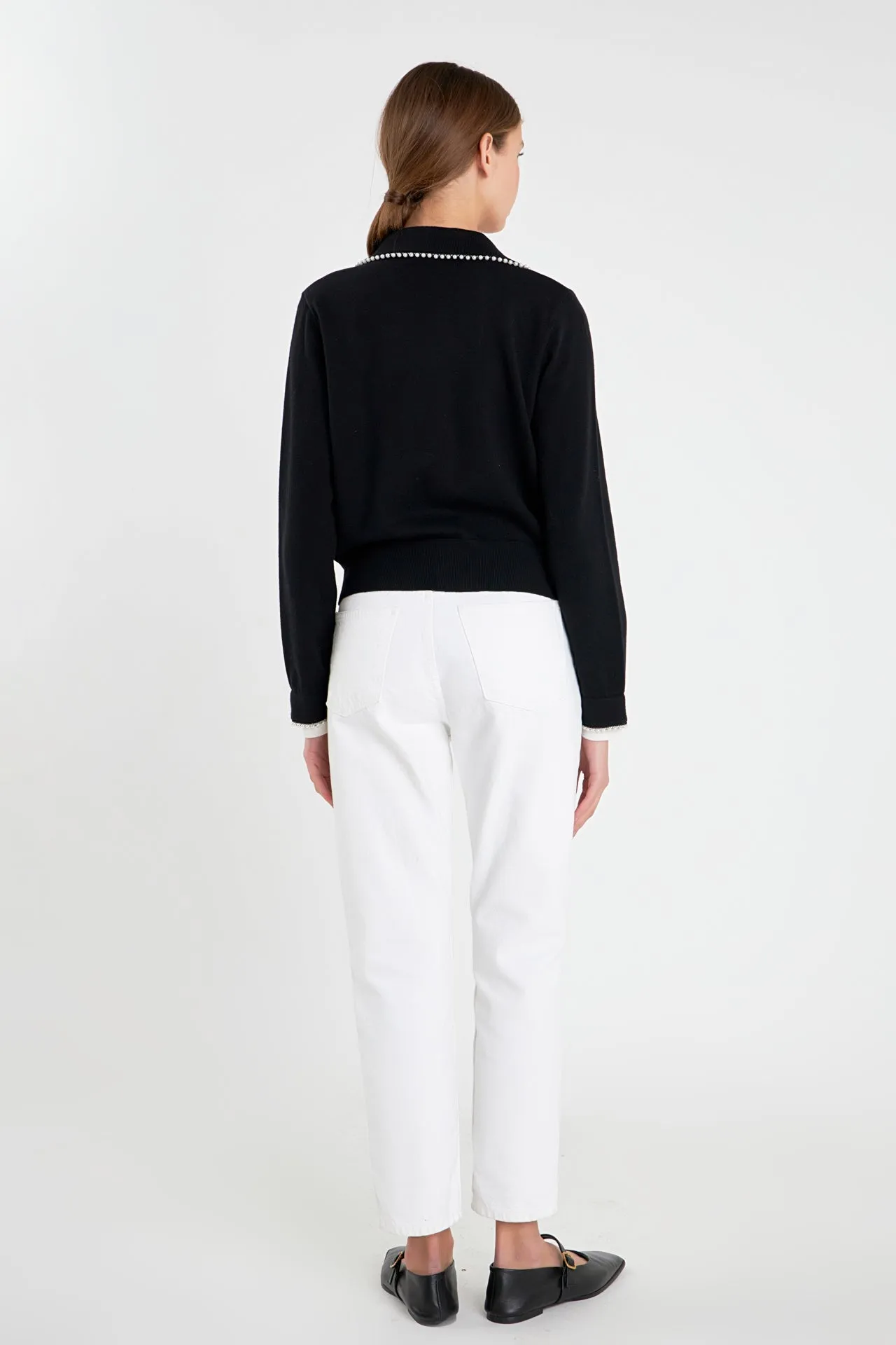 Pearl Trim Vasity Cardigan