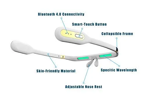 PEGASI 2 - Smart Light Therapy Glasses, Improve Your Sleep in 7 Days, Feather-Light, Research-Backed Blue-Green Light, Boost Energy, Beat Jet Lag (Traveling Case Included)