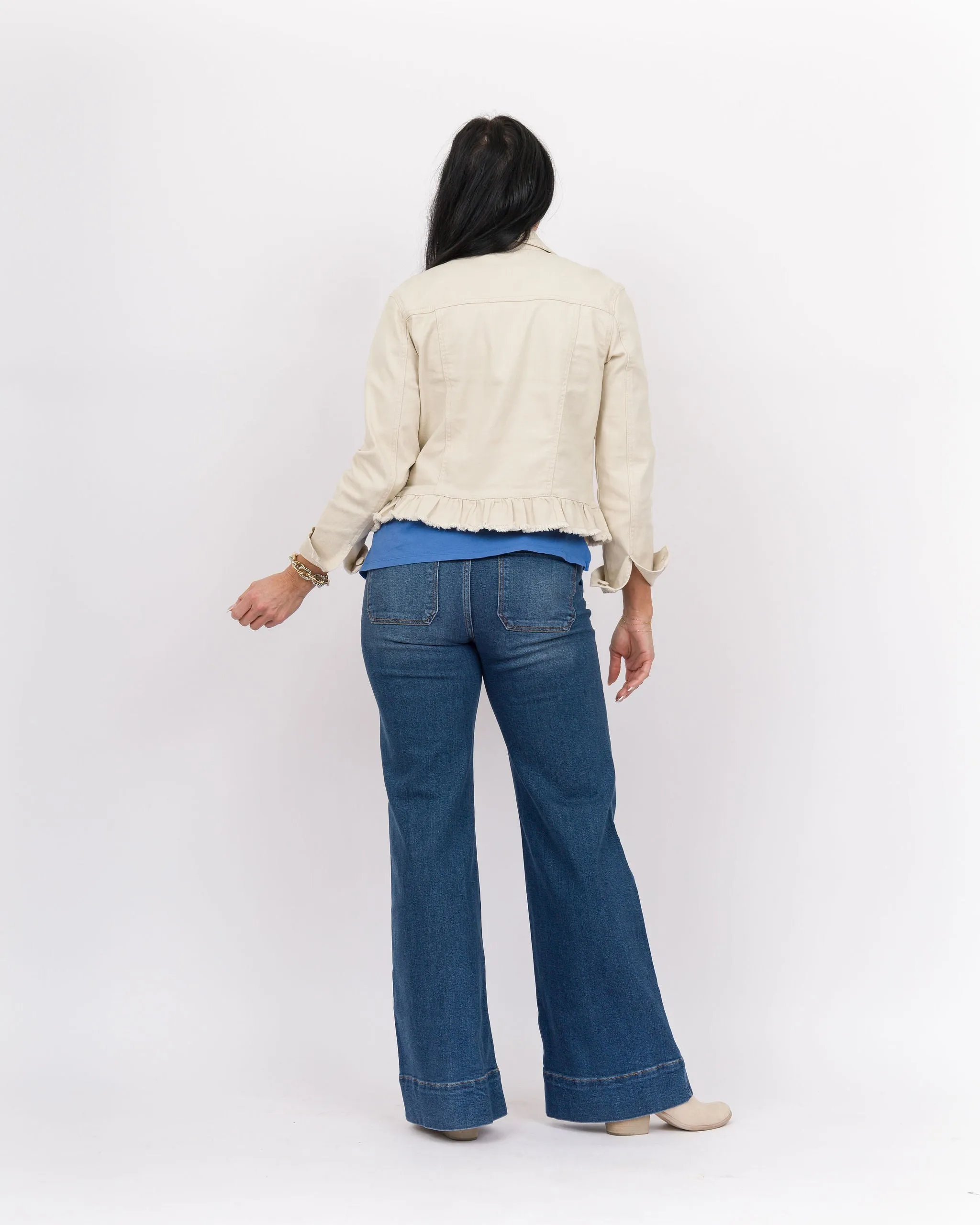 Peplum Denim Jacket Stone