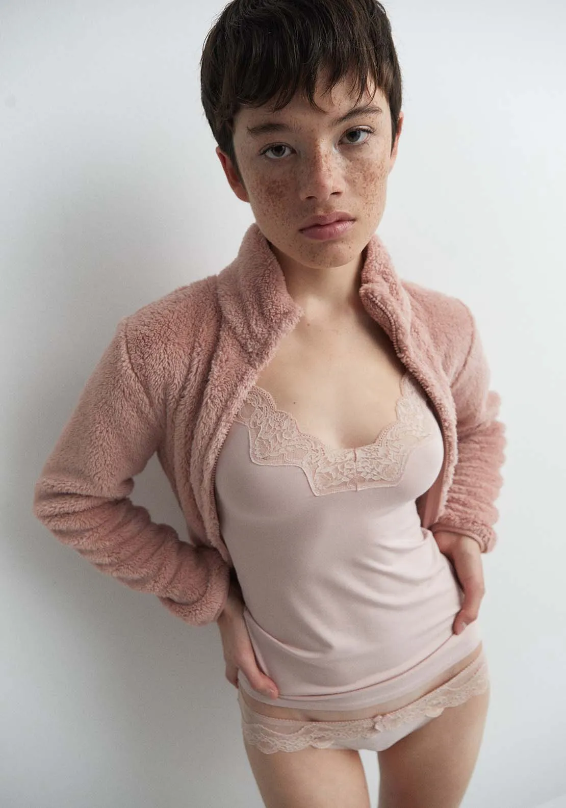 Plain polar fleece jacket - Pink