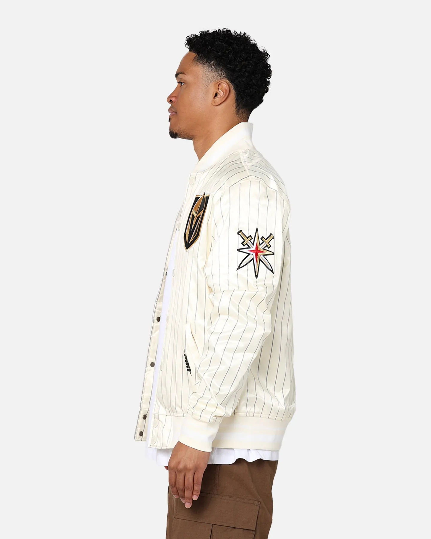 Pro Standard Vegas Golden Knights Pinstripe Jacket Eggshell/Yellow