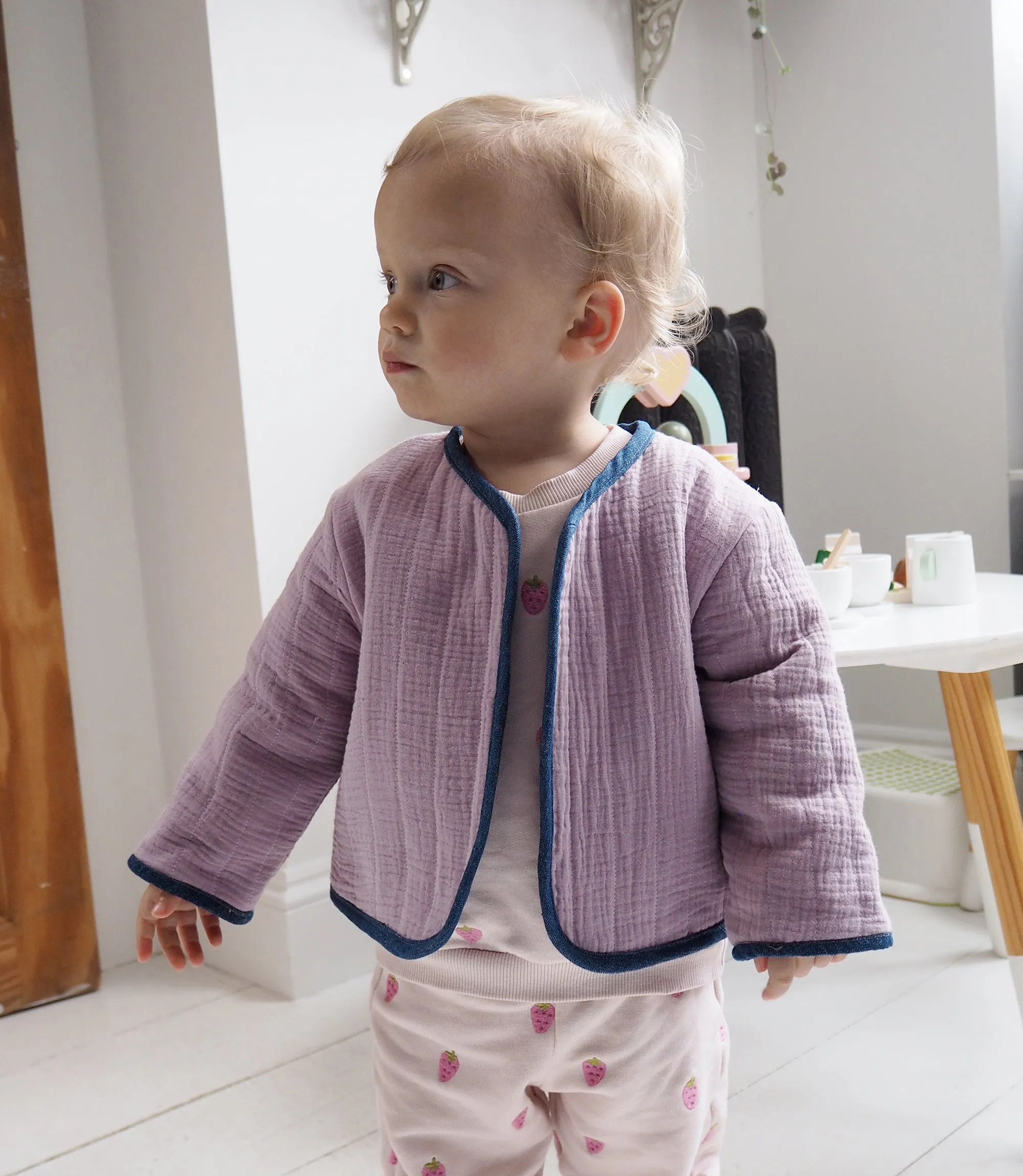 Quilted Baby and Child's Coat With Daisy Flower