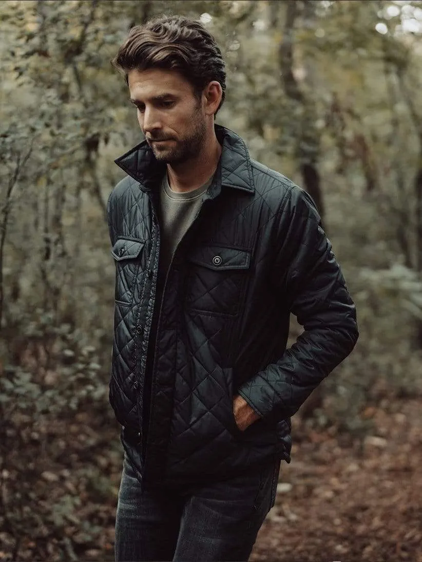 Quilted Sherpa Lined Shacket - Black