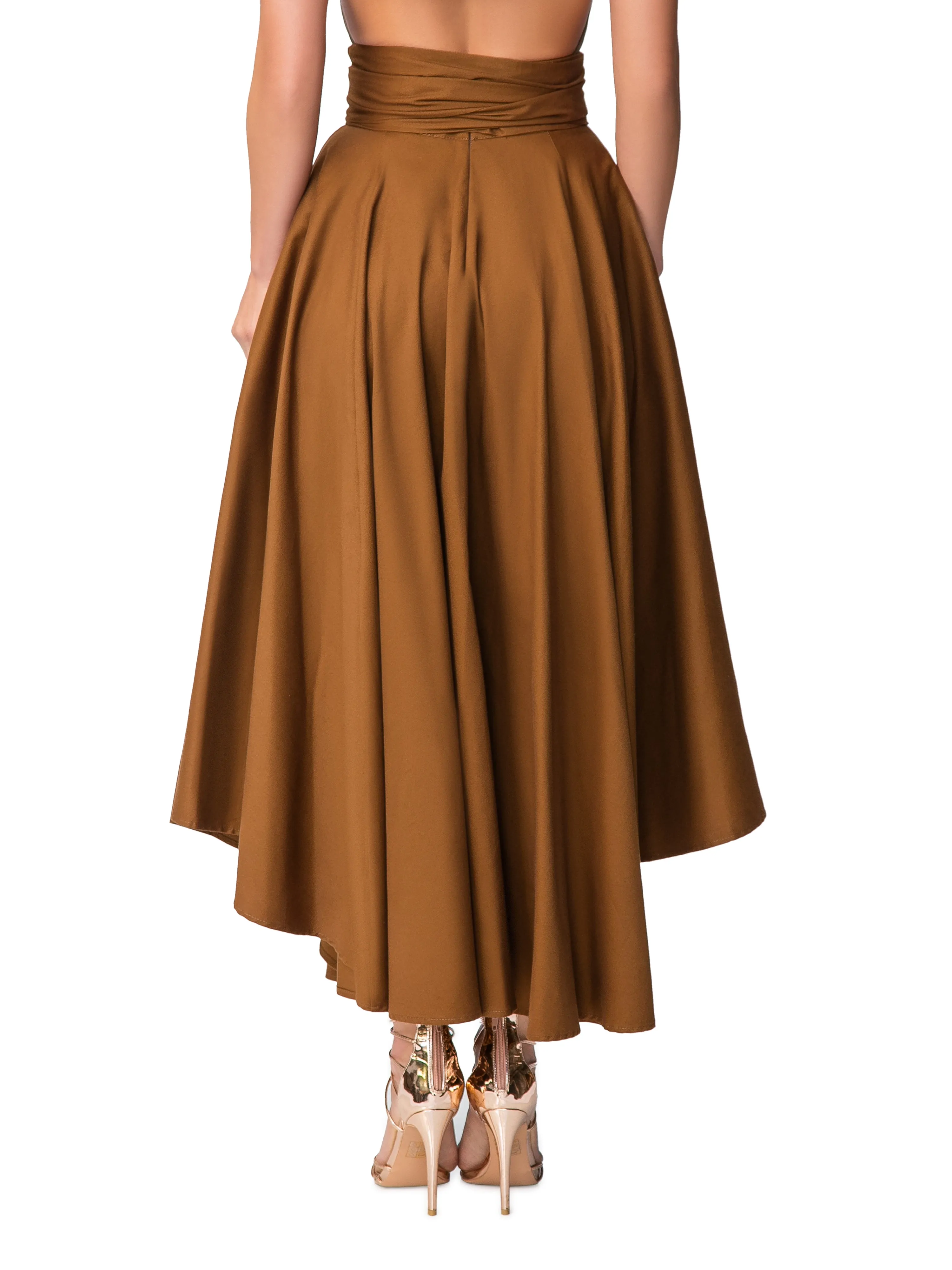"Jenna" Coco Belted Midi Skirt