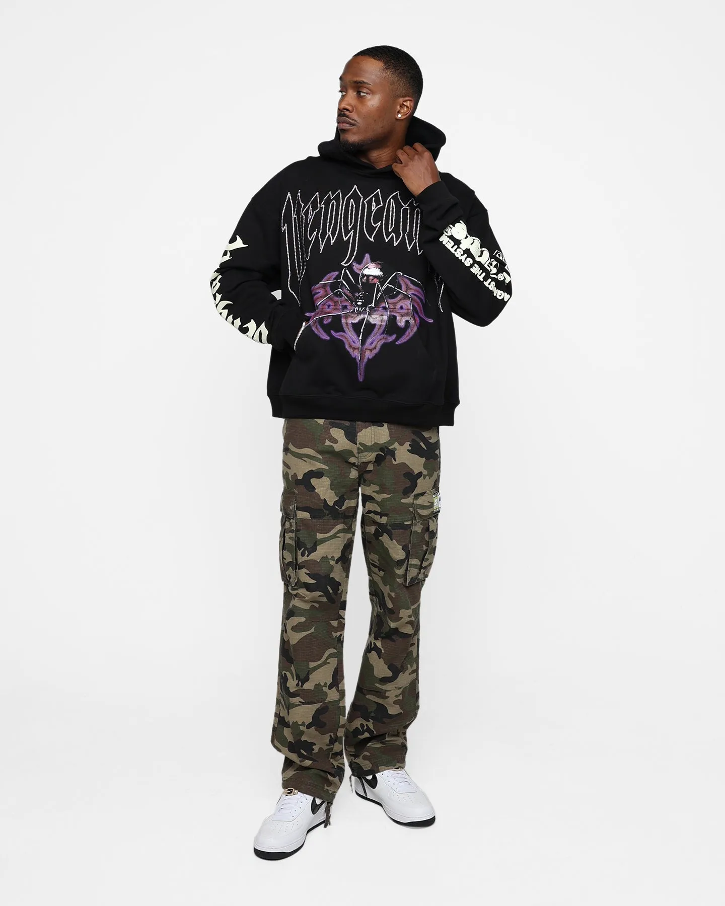 Rats Get Fat Vengeance Rhinestone Hoodie Black
