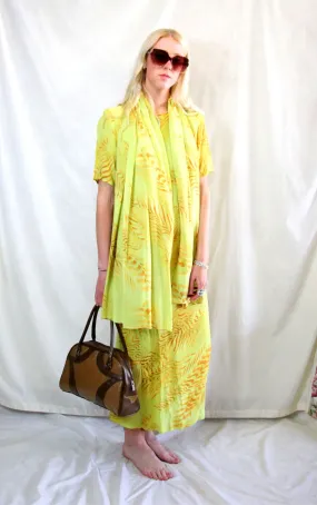 RENT Vintage Yellow Printed Co Ord