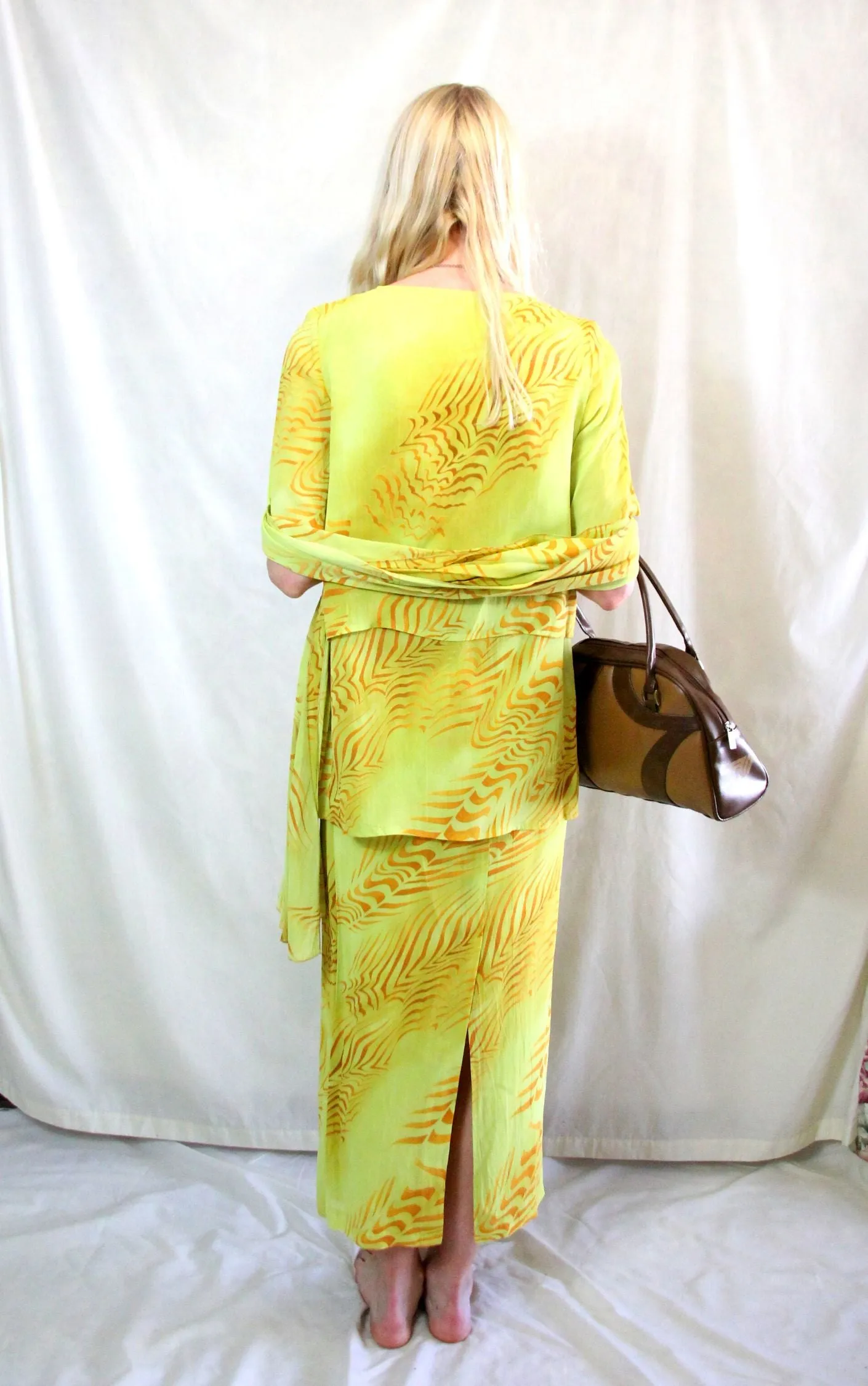 RENT Vintage Yellow Printed Co Ord