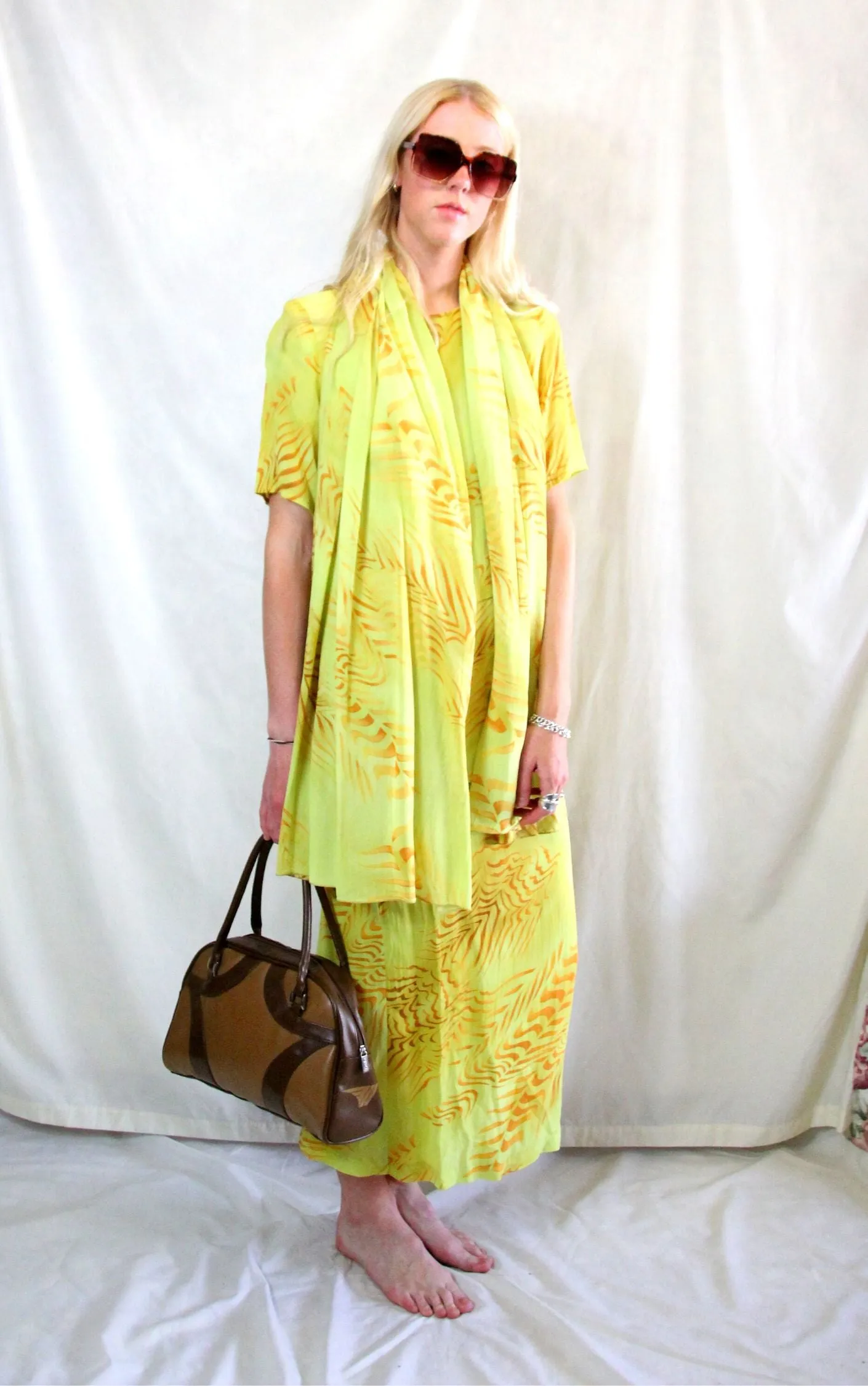 RENT Vintage Yellow Printed Co Ord