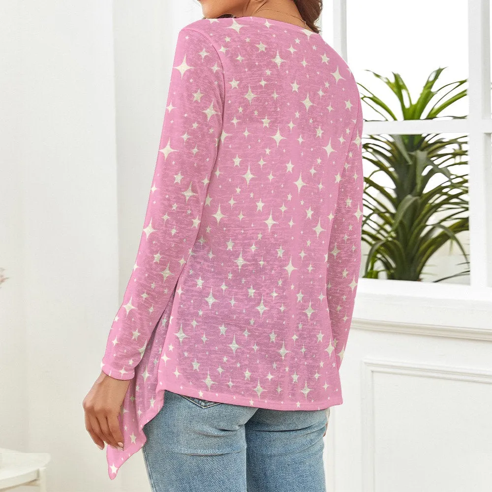 Retro Cardigan Sweater Women, 50s inspired Pink Cardigan, Vintage Style Cardigan, Star Print Cardigan, Mid Century Pink Sweater Cardigan