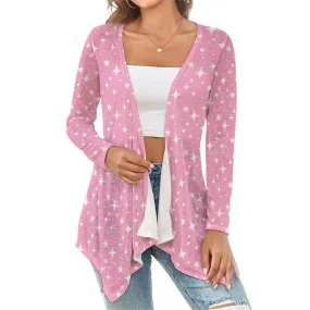 Retro Cardigan Sweater Women, 50s inspired Pink Cardigan, Vintage Style Cardigan, Star Print Cardigan, Mid Century Pink Sweater Cardigan