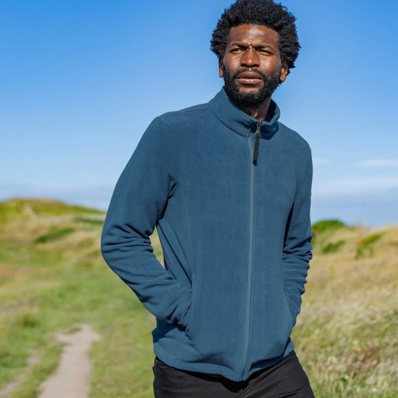 Revive Mens Fleece Jacket - Blue Stone