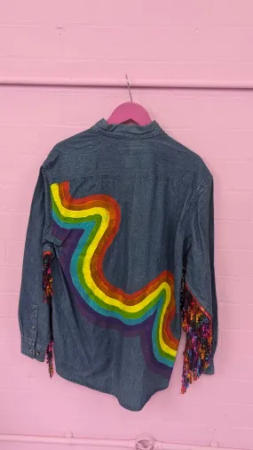 Rework Denim Shirt in Love is Love