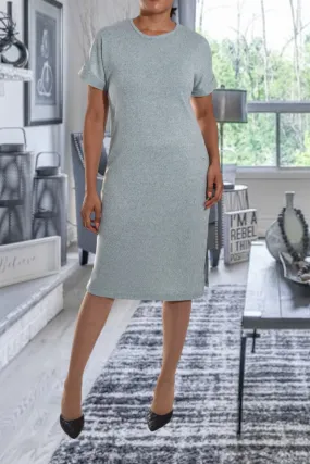Sage Roll Sleeve Dress