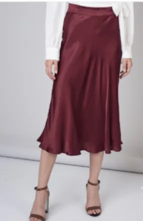 Satin Flare Midi Skirt